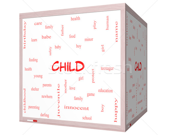 Stock fotó: Gyermek · szófelhő · 3D · kocka · tábla · nagyszerű