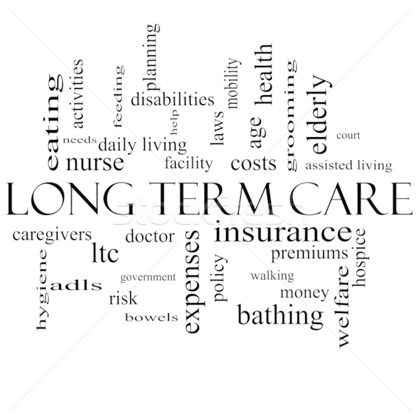 Long Term Care Word Cloud Concept in black and white Stock photo © mybaitshop