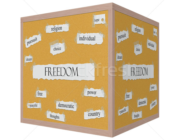 Freedom 3D Cube Corkboard Word Concept Stock photo © mybaitshop