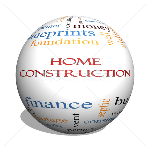 Otthon építkezés 3D gömb szófelhő nagyszerű Stock fotó © mybaitshop