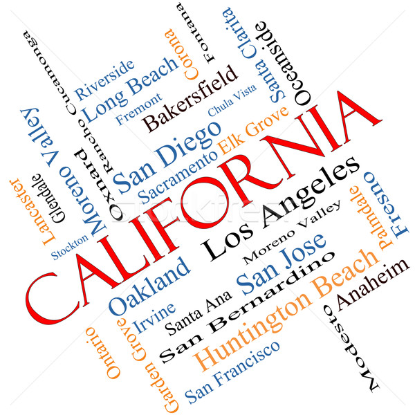 California State Word Cloud Concept Angled Stock photo © mybaitshop