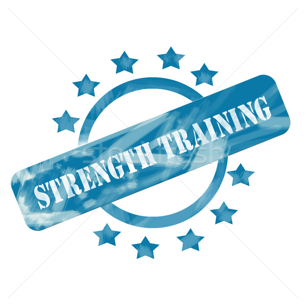 Niebieski wyblakły trening siłowy pieczęć kółko gwiazdki Zdjęcia stock © mybaitshop