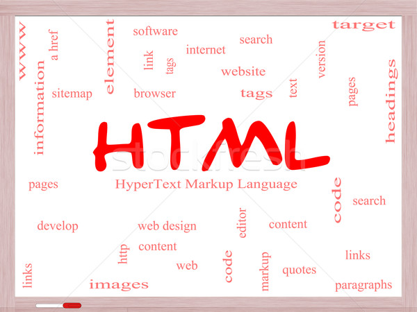 HTML Word Cloud Concept on a Whiteboard Stock photo © mybaitshop