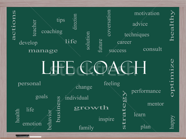 Life Coach Word Cloud Concept on a Blackboard Stock photo © mybaitshop