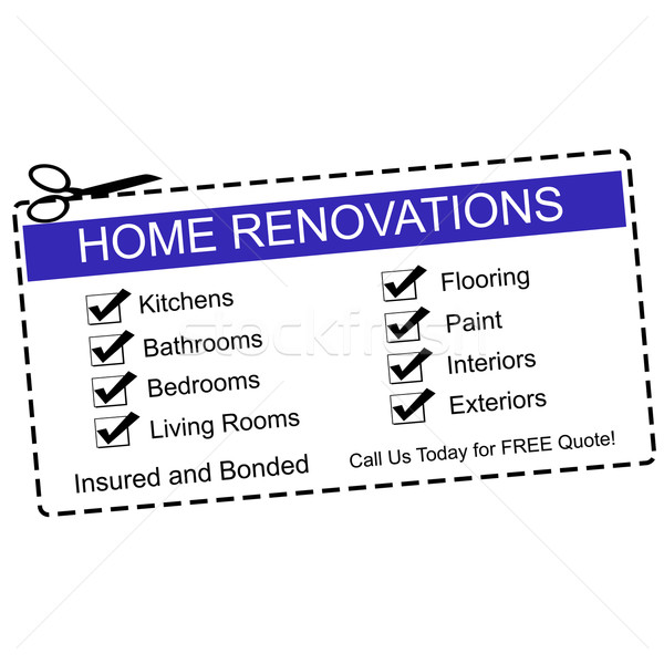 Stock photo: Home Renovations blue coupon