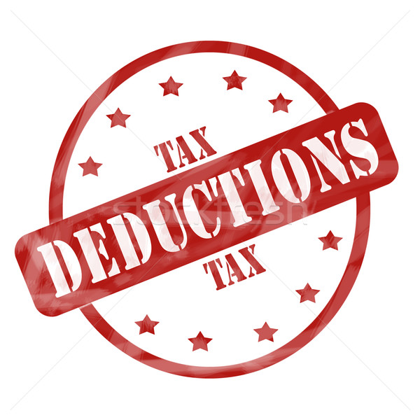 Red Weathered Tax Deduction Stamp Circle and Stars Stock photo © mybaitshop