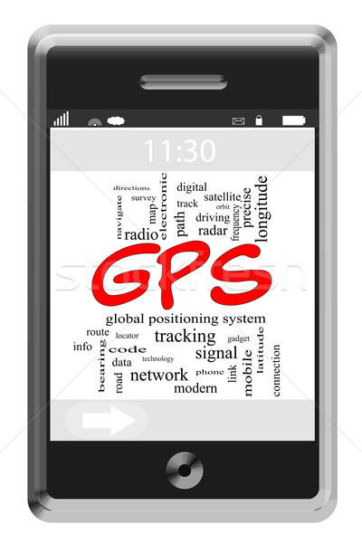 Gps woordwolk telefoon groot globale Stockfoto © mybaitshop