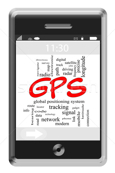 Gps nuvem da palavra telefone global Foto stock © mybaitshop