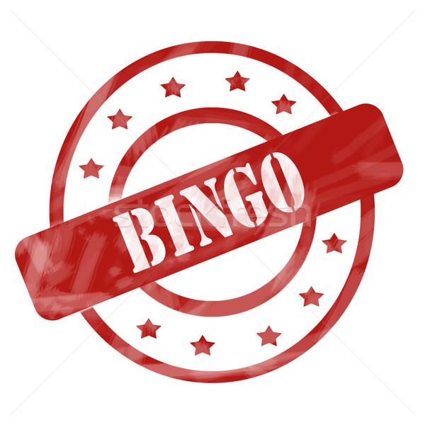 Stock foto: Rot · verwitterten · Bingo · Stempel · Kreise · Sternen