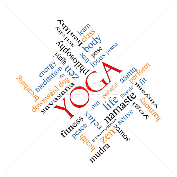 Yoga woordwolk groot fitness vrede pose Stockfoto © mybaitshop