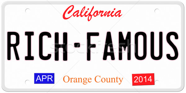 богатых известный Калифорния имитация номерной знак 2014 Сток-фото © mybaitshop