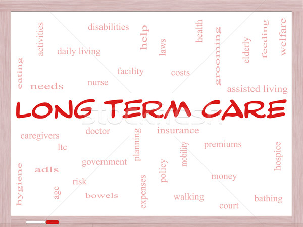 Long Term Care Word Cloud Concept on a Whiteboard Stock photo © mybaitshop