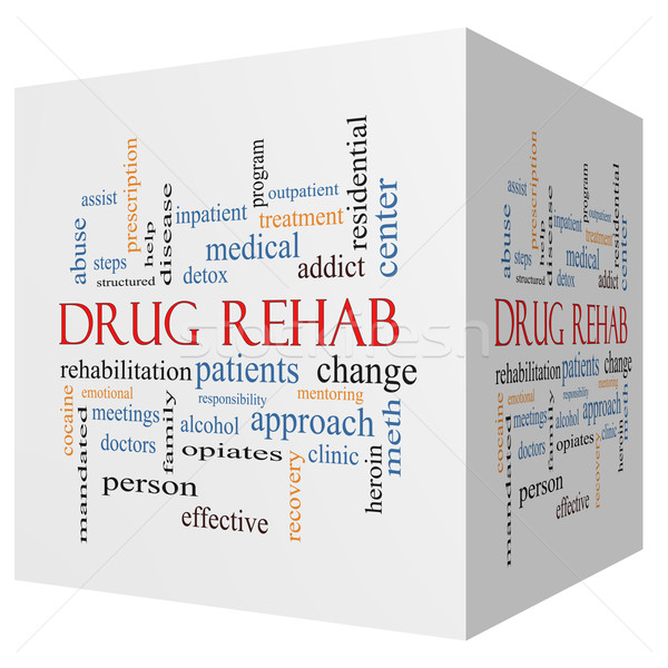 Drogas rehabilitación 3D cubo nube de palabras Foto stock © mybaitshop