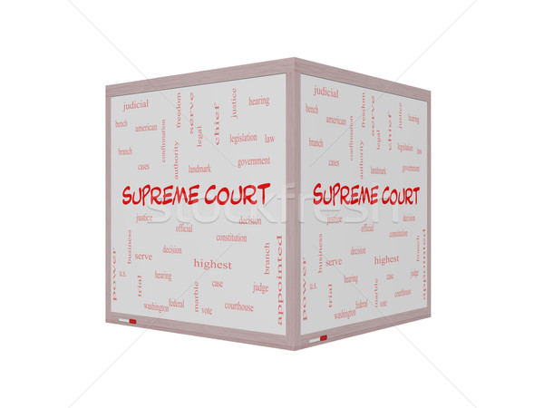 Supreme Court Word Cloud Concept on a 3D Whiteboard Stock photo © mybaitshop