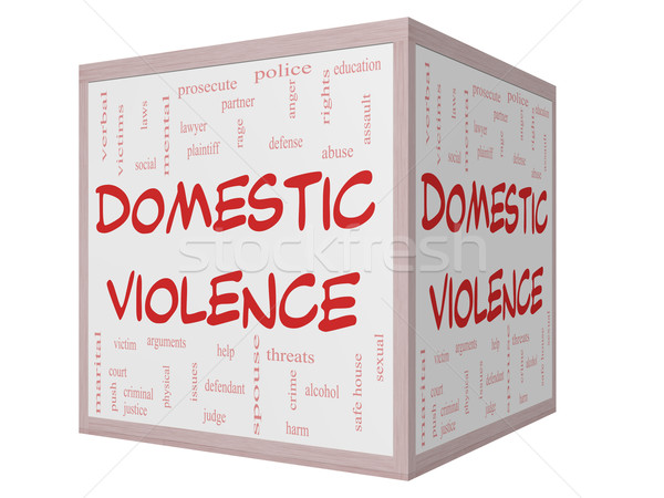 Domestic Violence Word Cloud Concept on a 3D cube Whiteboard Stock photo © mybaitshop