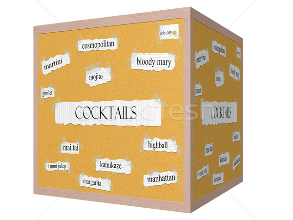 Cocktails 3D cube Corkboard Word Concept Stock photo © mybaitshop