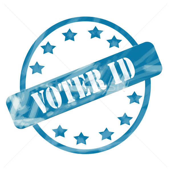 Blue Weathered Voter ID Stamp Circle and Stars Stock photo © mybaitshop