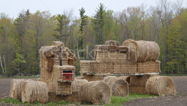 Hay Bales in the Shape of two tractors Stock photo © mybaitshop