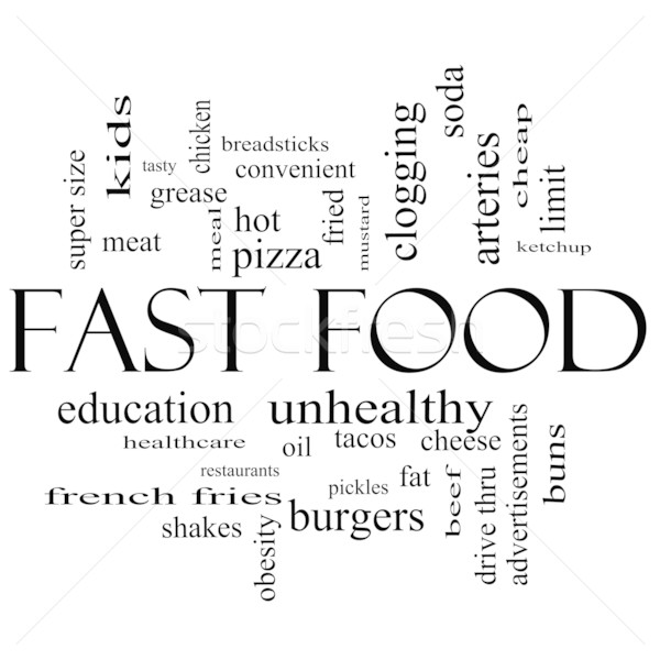 Fast Food Word Cloud Concept in Black and white Stock photo © mybaitshop