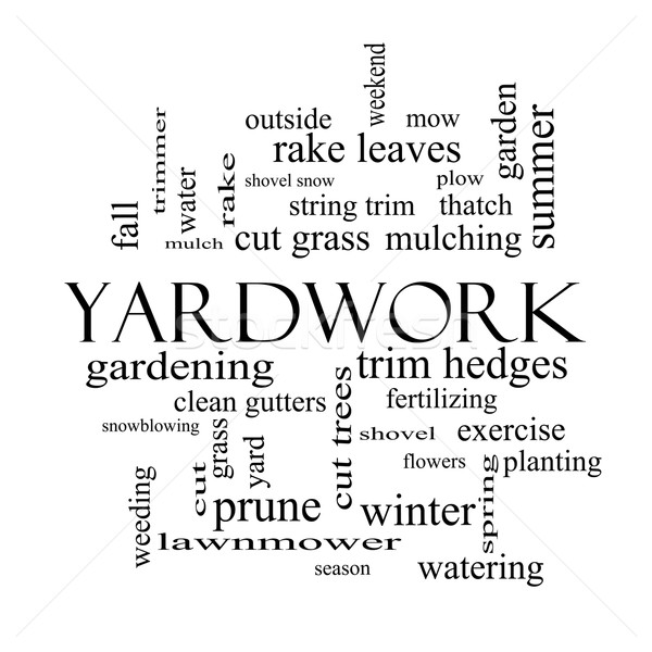 Yardwork Word Cloud Concept in black and white Stock photo © mybaitshop