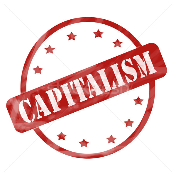 Red Weathered Capitalism Stamp Circle and Stars Stock photo © mybaitshop