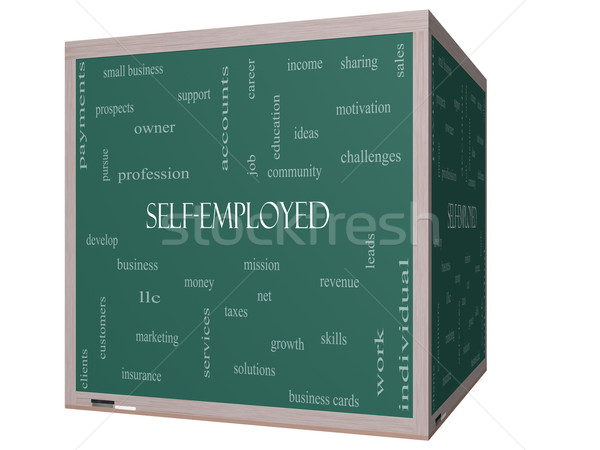 Self-Employed Word Cloud Concept on a 3D Blackboard Stock photo © mybaitshop