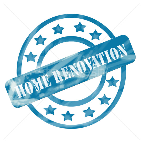 Blue Weathered Home Renovations Stamp Circles and Stars Stock photo © mybaitshop