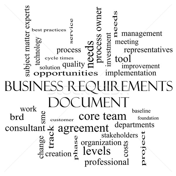 Business Requirements Document Word Cloud Concept in black and white Stock photo © mybaitshop