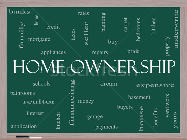 Home Ownership Word Cloud Concept on a Blackboard Stock photo © mybaitshop