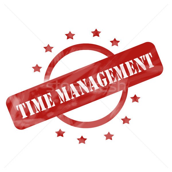 Red Weathered Time Management Stamp Circle and Stars Design Stock photo © mybaitshop