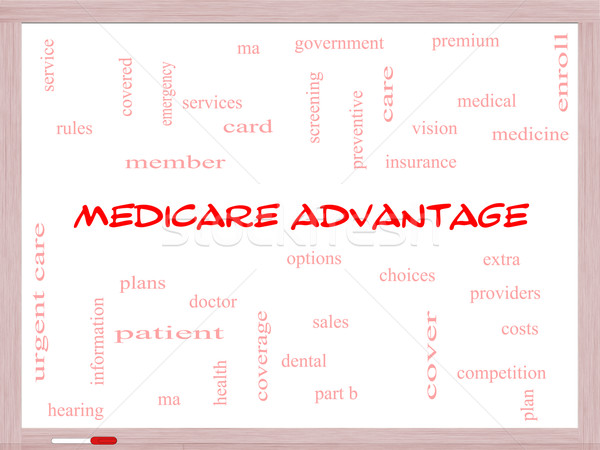 Medicare Advantage Word Cloud Concept on a Whiteboard Stock photo © mybaitshop