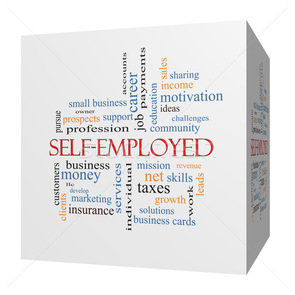 Self-Employed 3D cube Word Cloud Concept Stock photo © mybaitshop