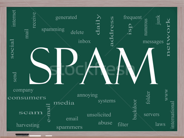 Spam Word Cloud Concept on a Blackboard Stock photo © mybaitshop
