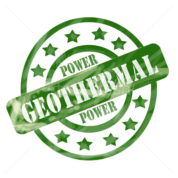 Green Weathered Geothermal Power Stamp Circles and Stars Stock photo © mybaitshop