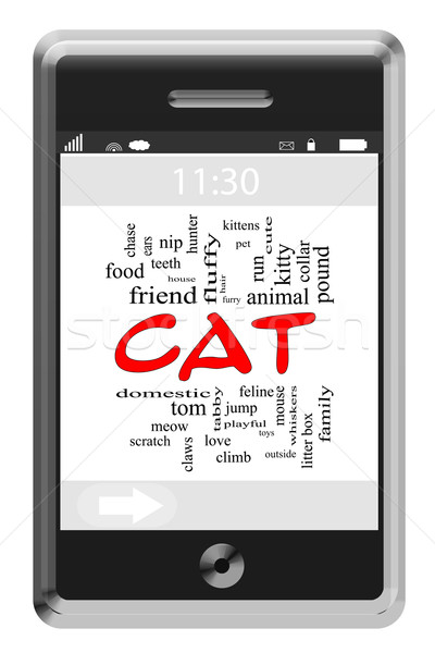 猫 言葉の雲 タッチスクリーン 電話 キティ ストックフォト © mybaitshop