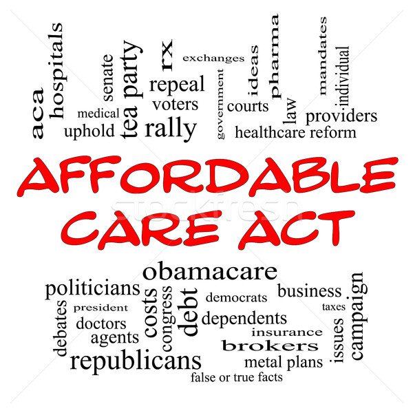 Affordable Care Act Word Cloud Concept in Red Caps Stock photo © mybaitshop