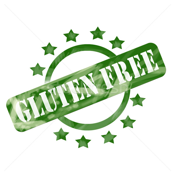 Green Weathered Gluten Free Stamp Circle and Stars design Stock photo © mybaitshop
