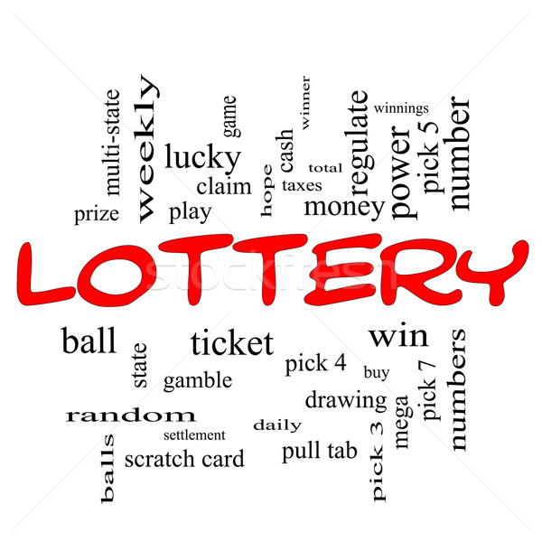 Lottery Word Cloud Concept in red caps Stock photo © mybaitshop