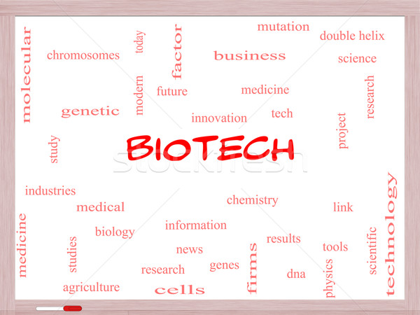 Biotech Word Cloud Concept on a Whiteboard Stock photo © mybaitshop