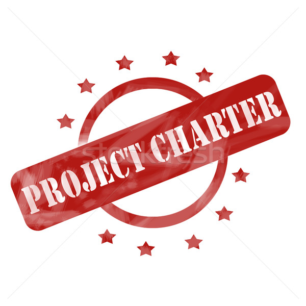 Project Charter Red Weathered Stamp Circle and Stars design Stock photo © mybaitshop