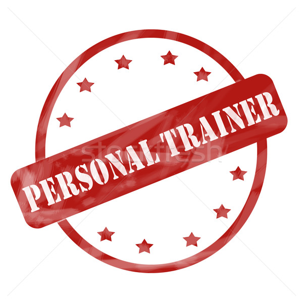 Red Weathered Personal Trainer Stamp Circle and Stars Stock photo © mybaitshop
