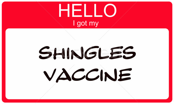 Hallo mijn vaccin Rood sticker Stockfoto © mybaitshop