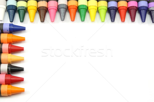 Pastel frontieră creioane in jurul Imagine de stoc © mybaitshop