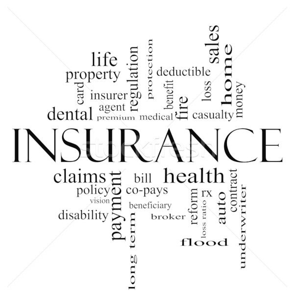 Insurance Word Cloud Concept in all black Stock photo © mybaitshop