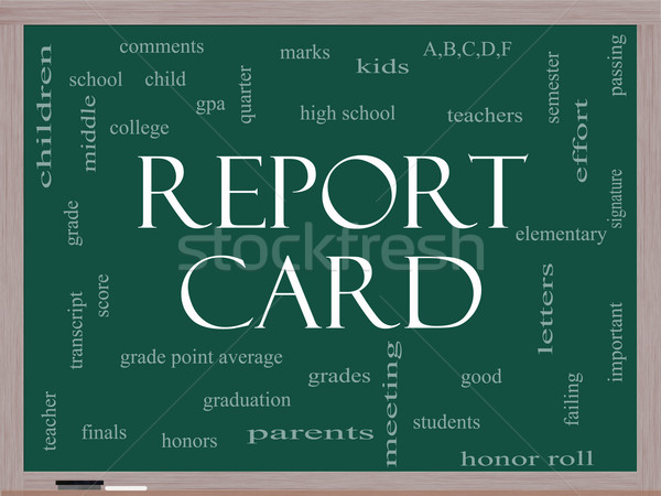 Report Card Word Cloud Concept on a Blackboard Stock photo © mybaitshop