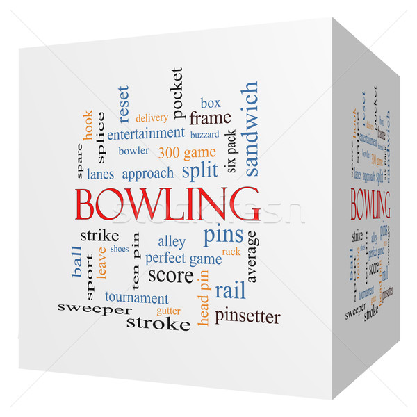 Stock photo: Bowling 3D cube Word Cloud Concept