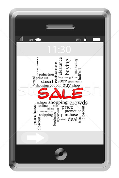 Sale Word Cloud Concept on a Touchscreen Phone Stock photo © mybaitshop