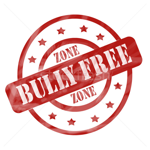 Red Weathered Bully Free Zone Stamp Circles and Stars Stock photo © mybaitshop