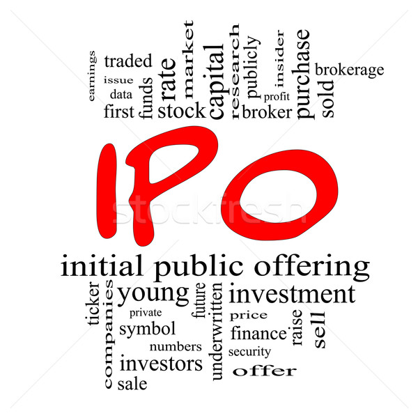 IPO Word Cloud Concept in red & black Stock photo © mybaitshop