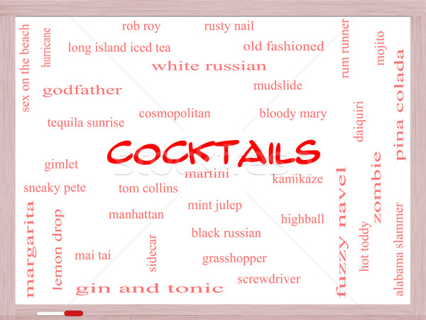 Cocktails Word Cloud Concept on a Whiteboard Stock photo © mybaitshop